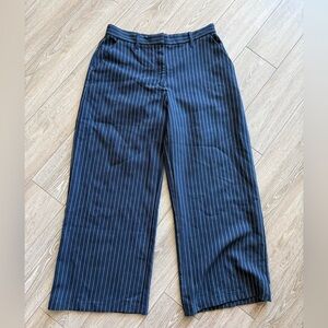 Abercrombie & Fitch Navy Pinstripe Wide-Leg Trousers